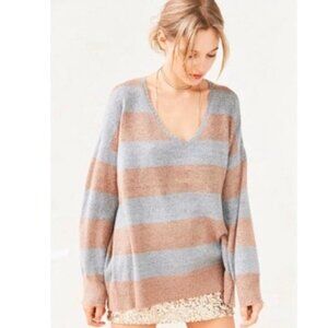 BDG Brown and Gray Oversized Striped Sweater Size XS/S Women's